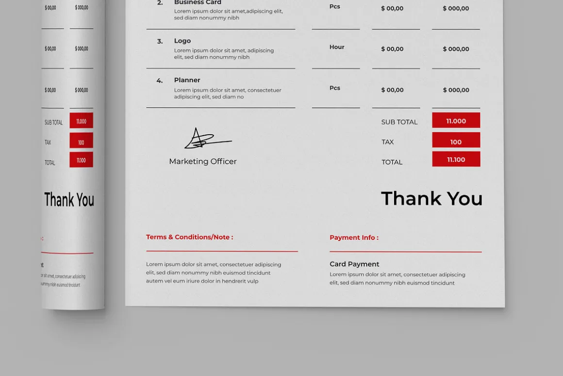 Red Invoice Template
