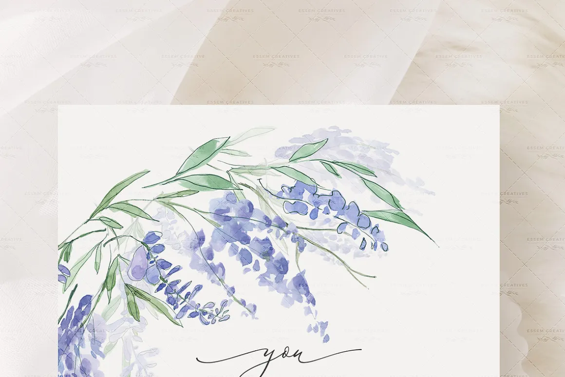 Regency Wisteria Watercolor Clipart