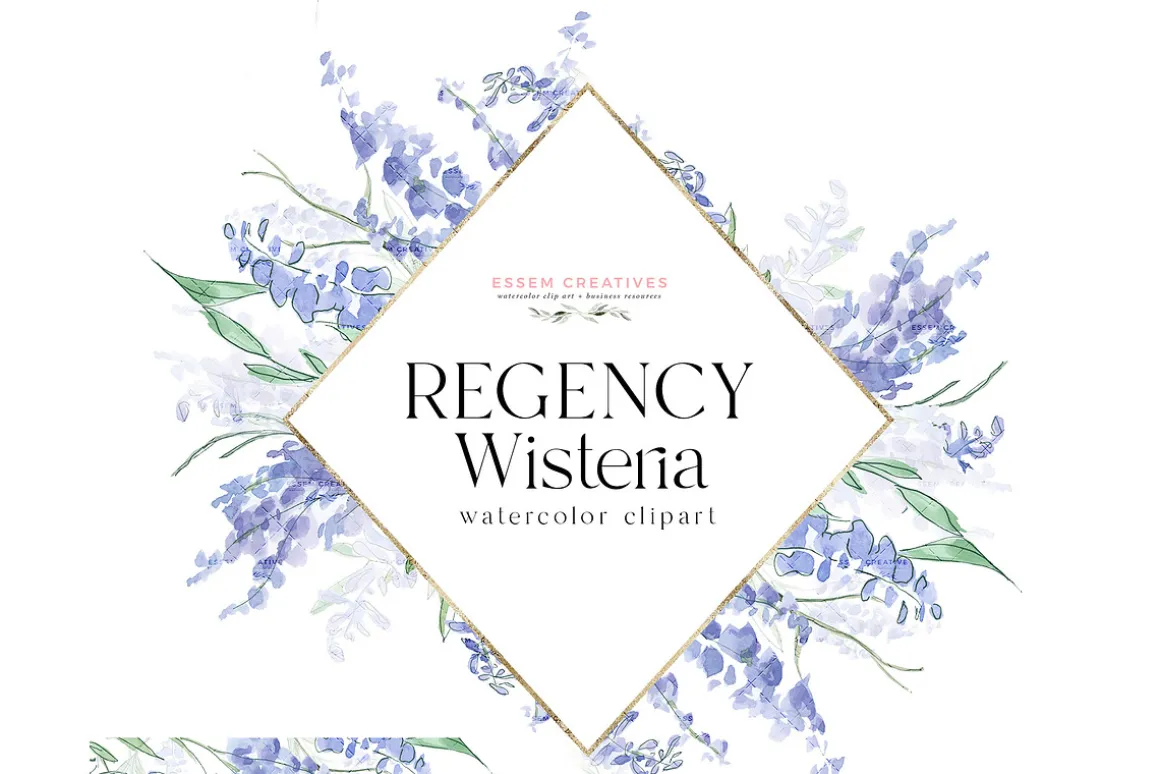 Regency Wisteria Watercolor Clipart