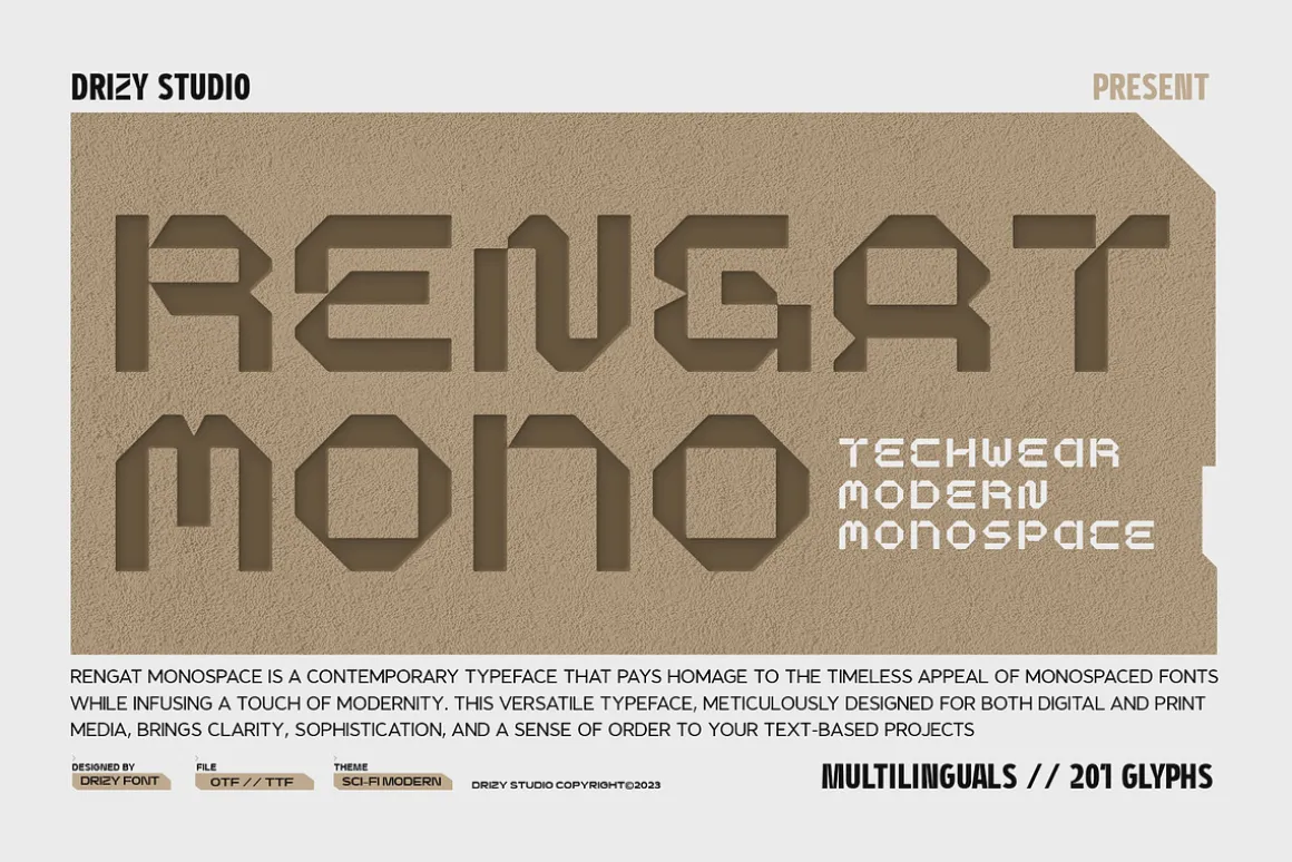 Rengat Mono - Modern Monospace Font