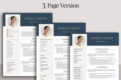 Resume Template with Photo Blue CV