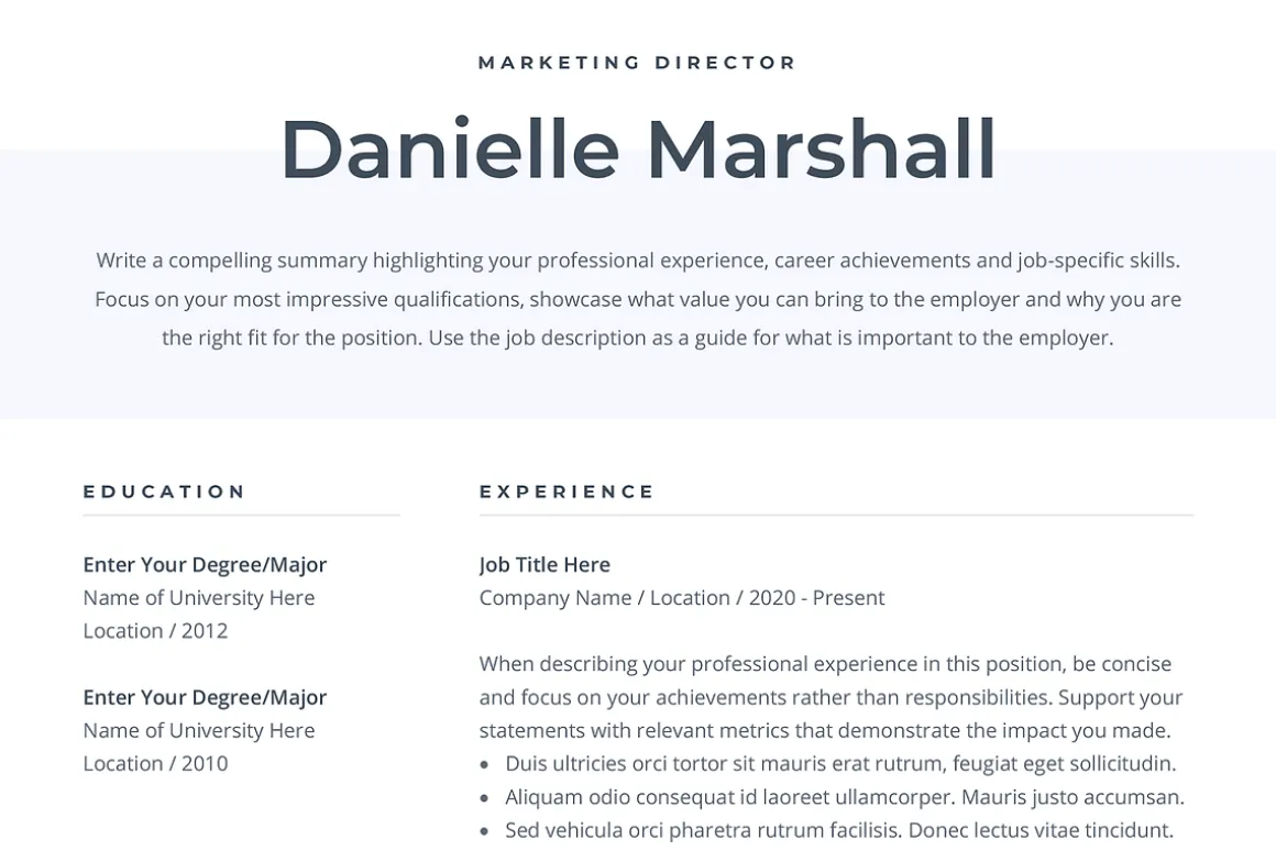 Resume Template Danielle