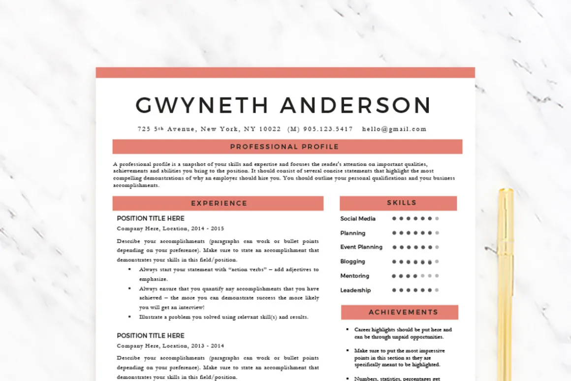 Resume Template "Gwyneth"