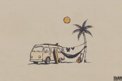 Retro Beach Van Hammock Scene