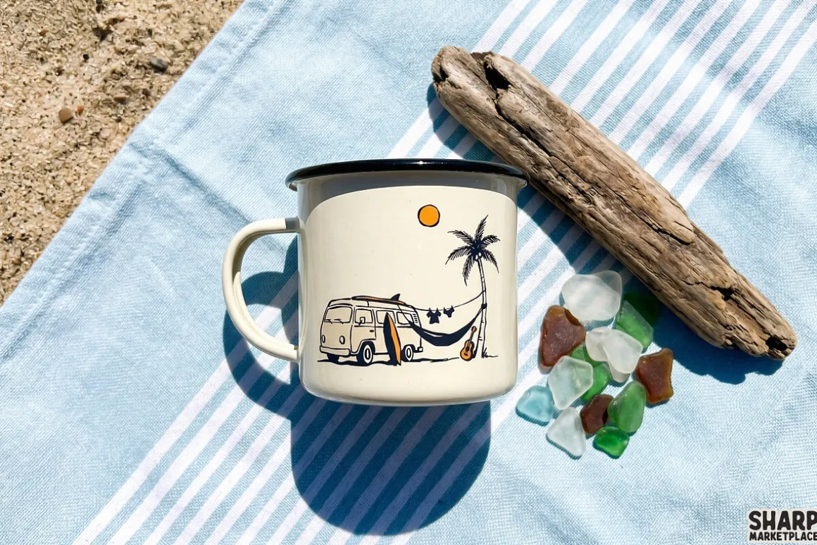 Retro Beach Van Hammock Scene