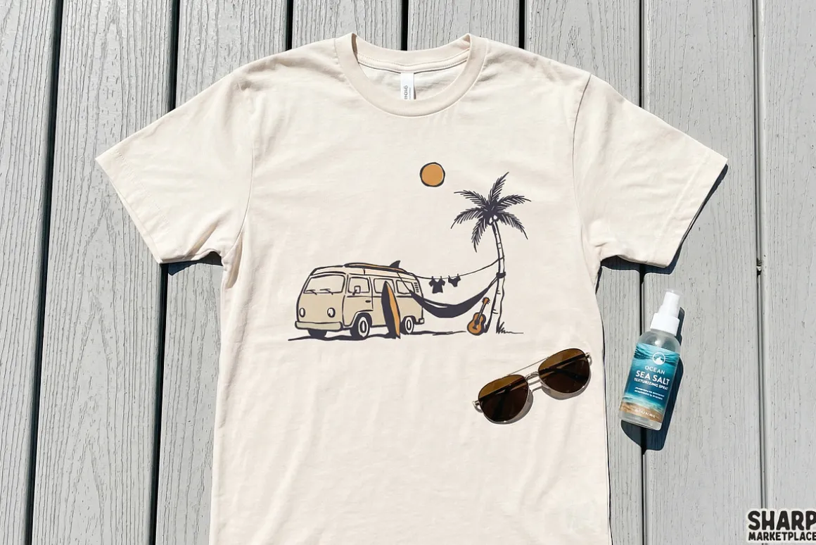 Retro Beach Van Hammock Scene