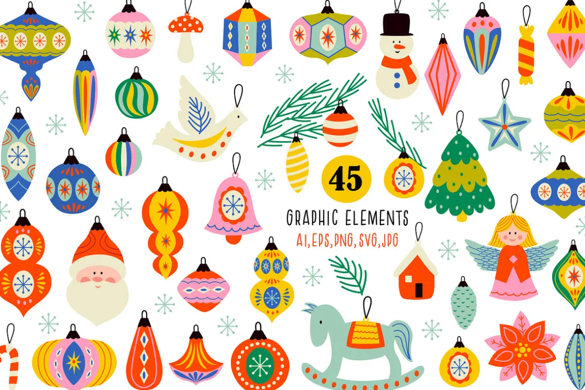 Retro Christmas ornaments