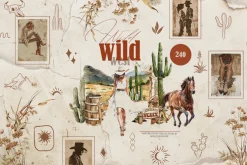 Retro wild west Watercolor western