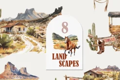Retro wild west Watercolor western