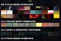 65 Retro Analog Film Leak Overlays