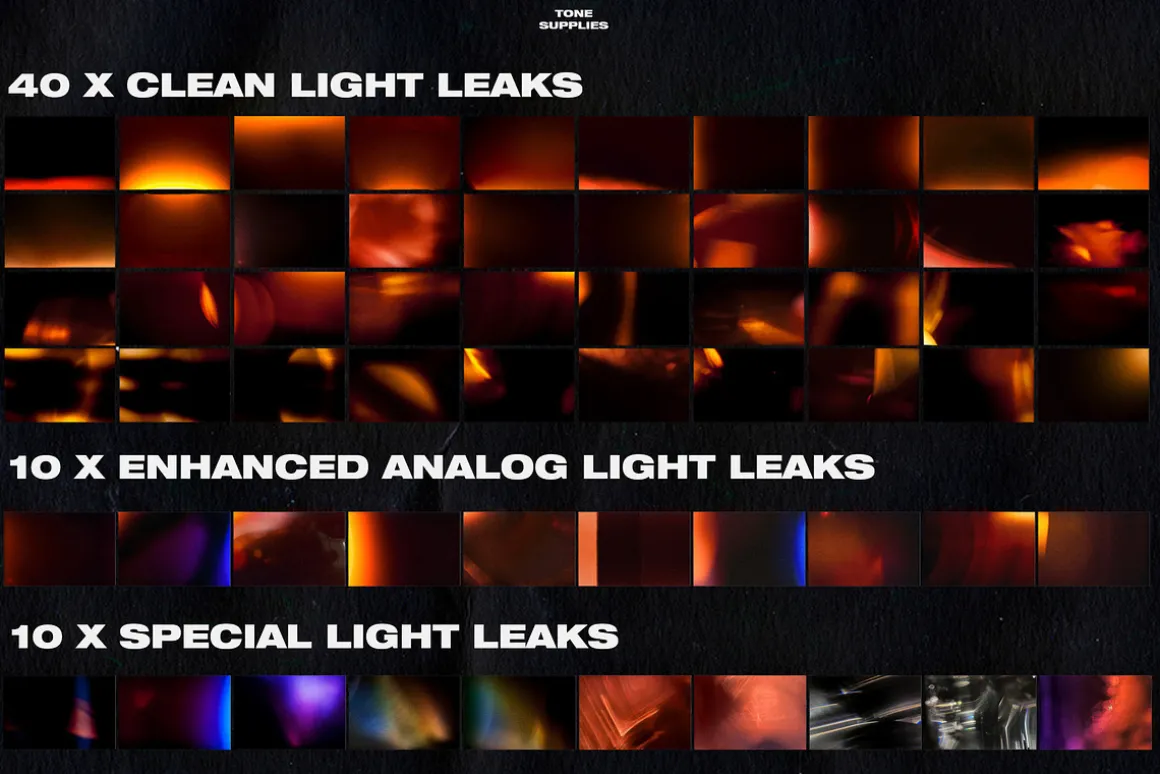 60 Retro Analog Light Leak Overlays