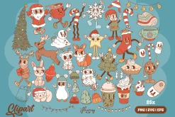 Retro Christmas characters bundle