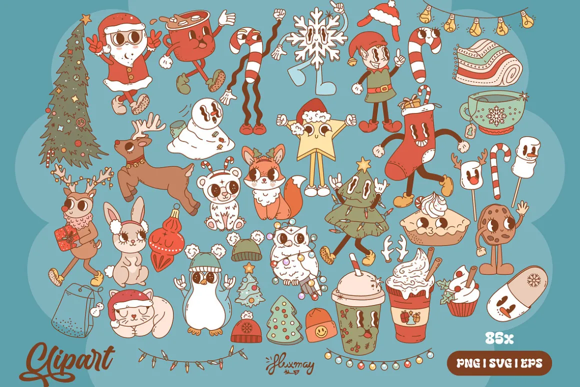 Retro Christmas characters bundle