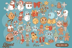 Retro Christmas characters bundle