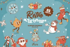 Retro Christmas characters bundle