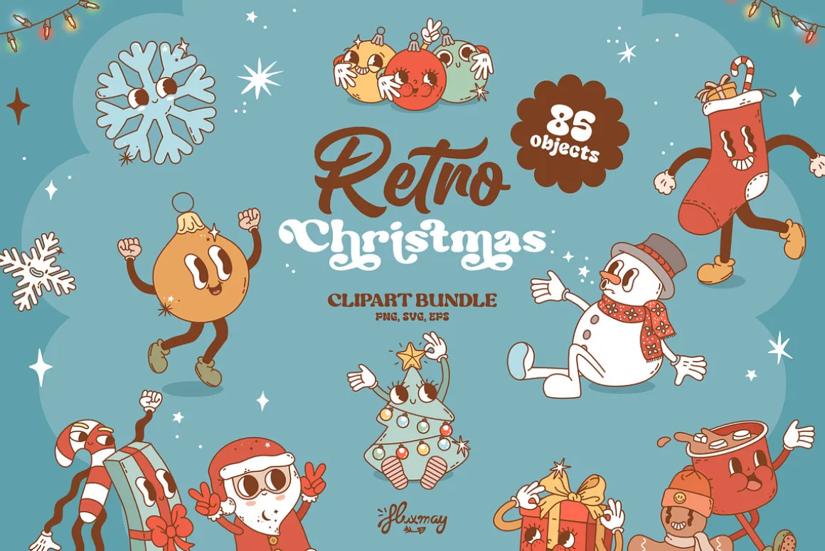 Retro Christmas characters bundle