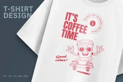 Retro Coffee Mascot T-Shirt Design