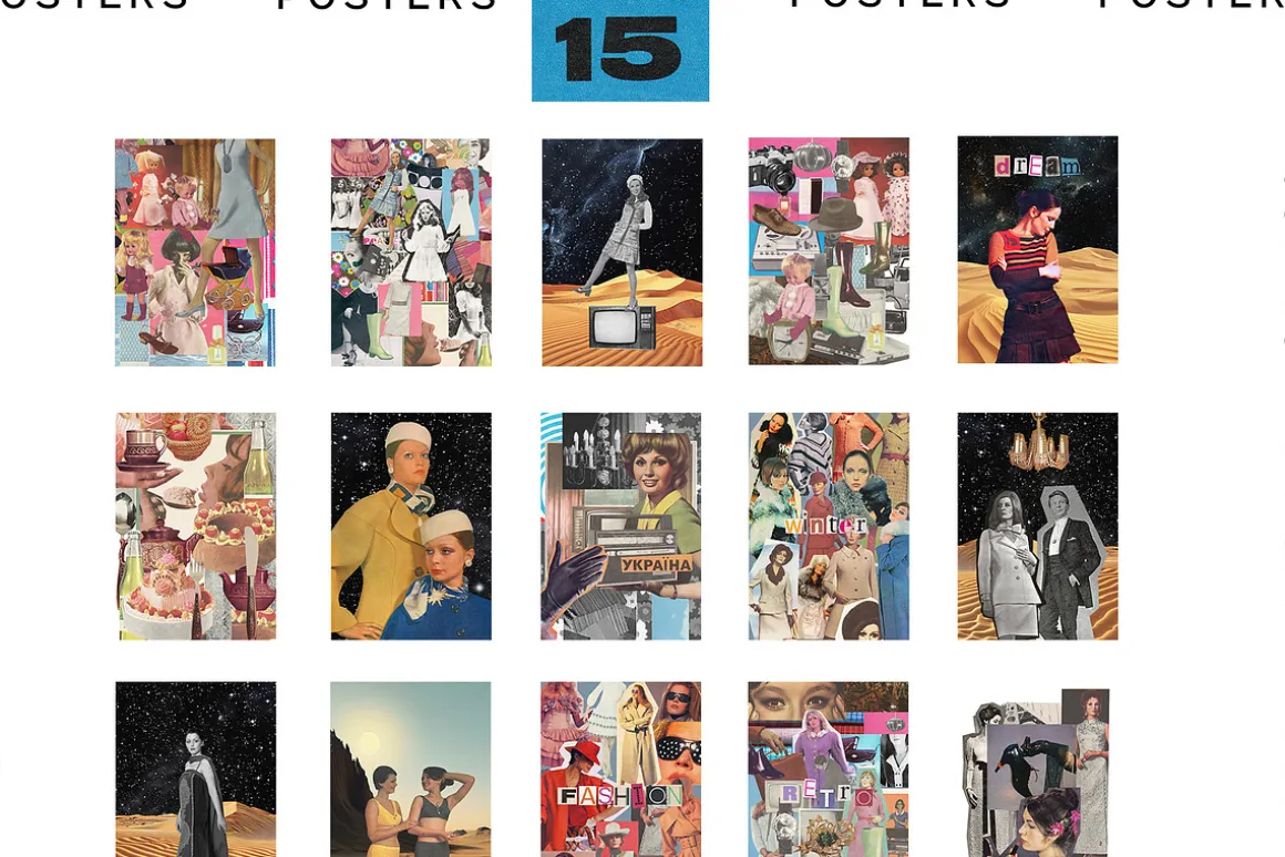 Retro Collage Pack 300 + elements