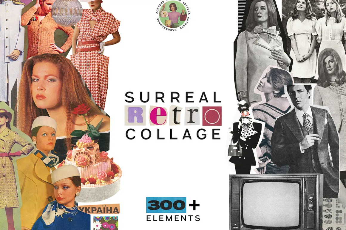 Retro Collage Pack 300 + elements
