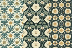 8 Retro Daisy Deco Seamless Patterns