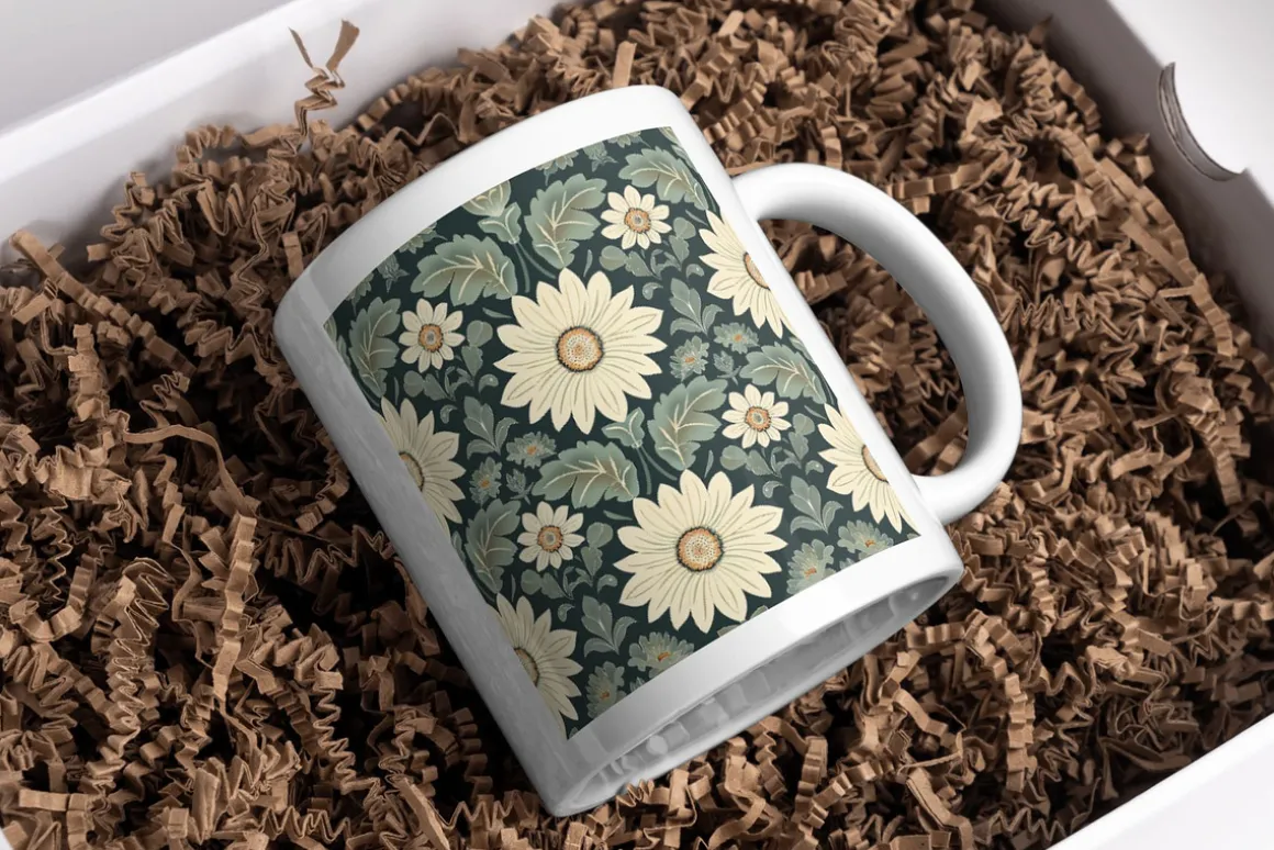 8 Retro Daisy Deco Seamless Patterns