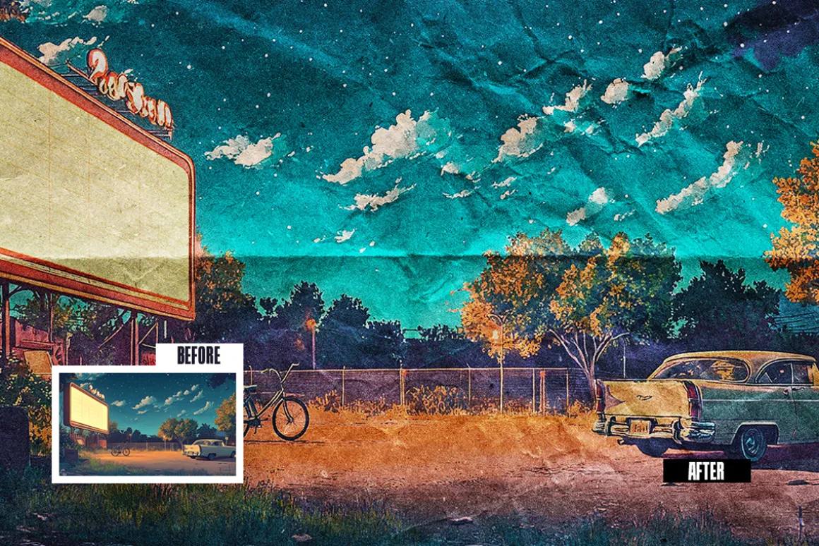Retro Folded Paper Photo Effect