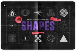 150 Retro-Futuristic Textured Shapes