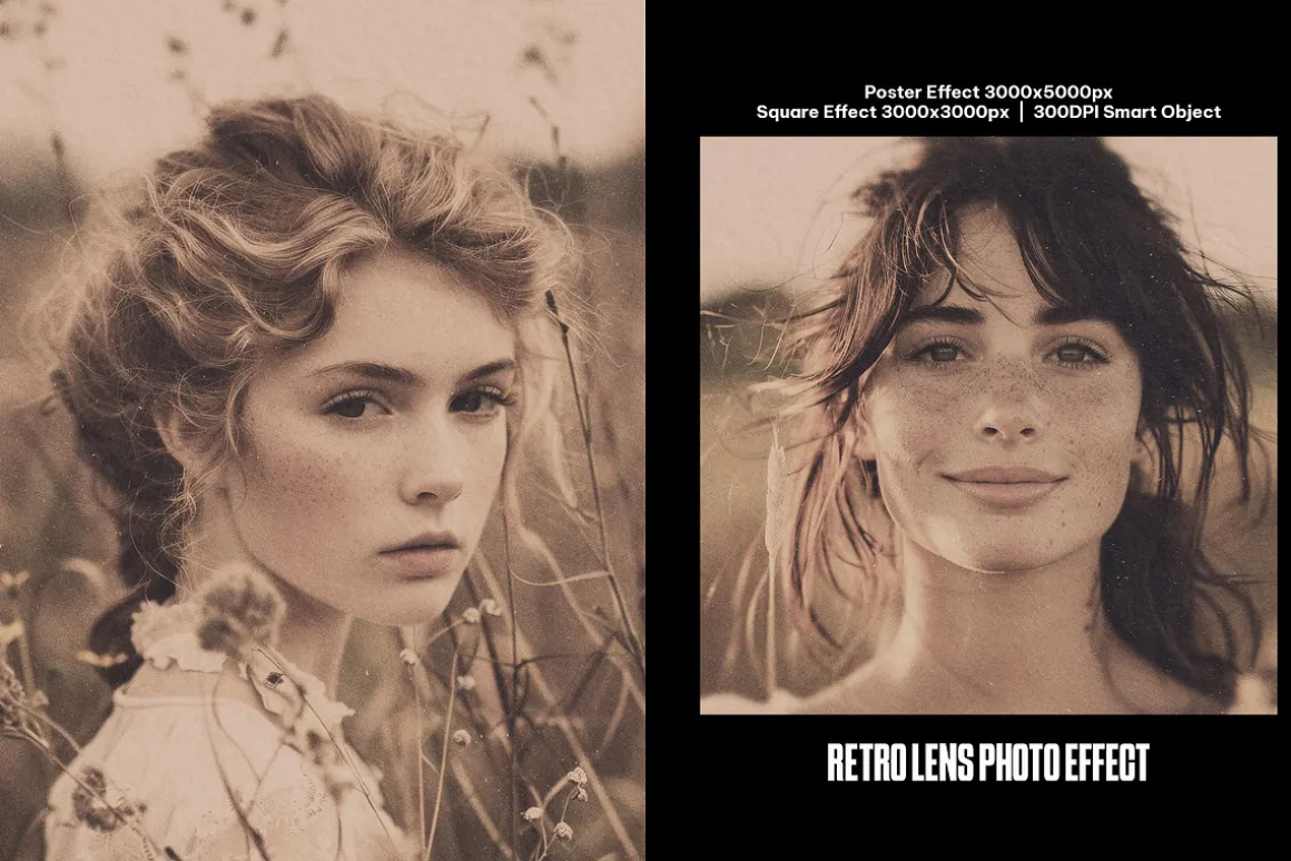 Retro Lens Square,Poster Photo Effec