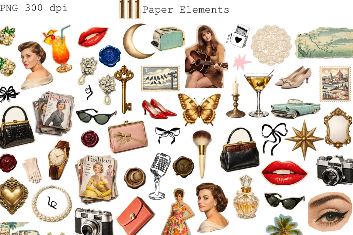 Retro Paper Collage Kit Classic
