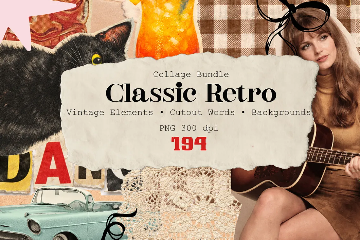 Retro Paper Collage Kit Classic