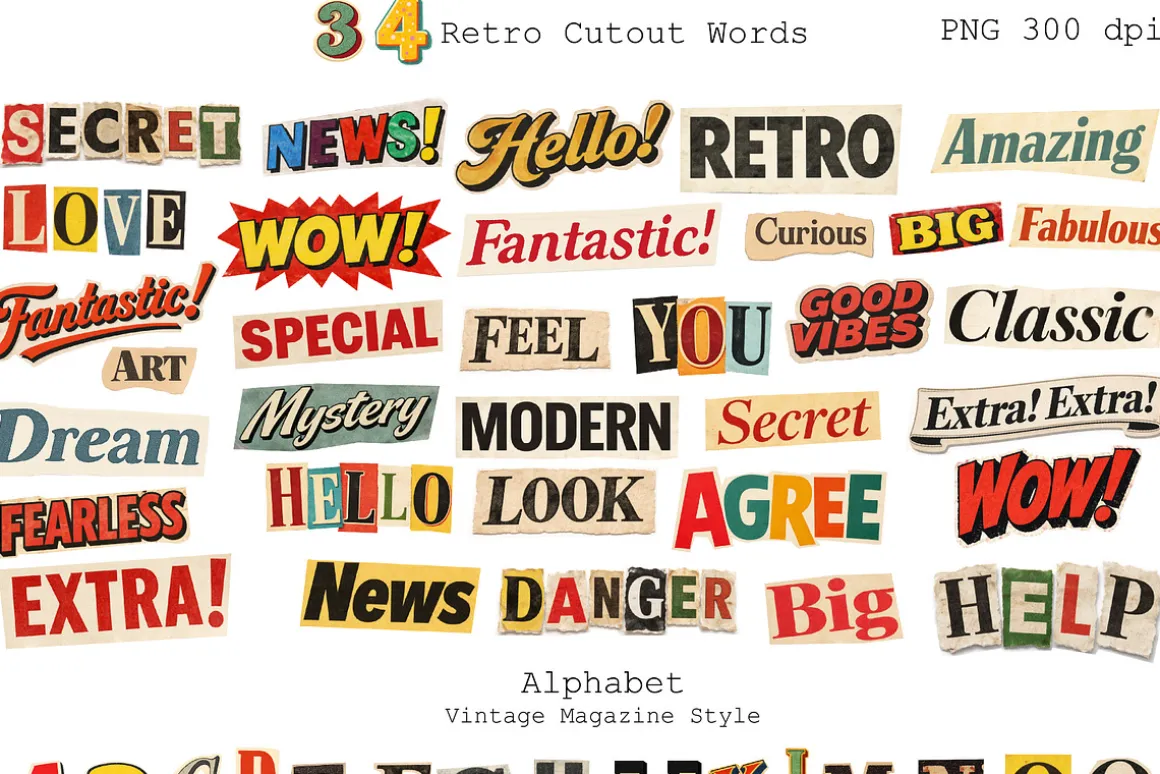 Retro Paper Collage Kit Classic