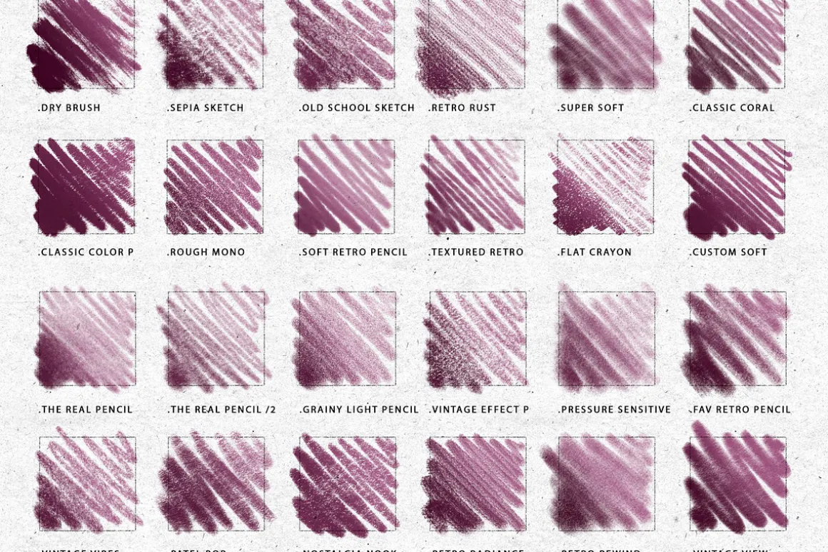 50 Retro Pencils - Procreate Brushes
