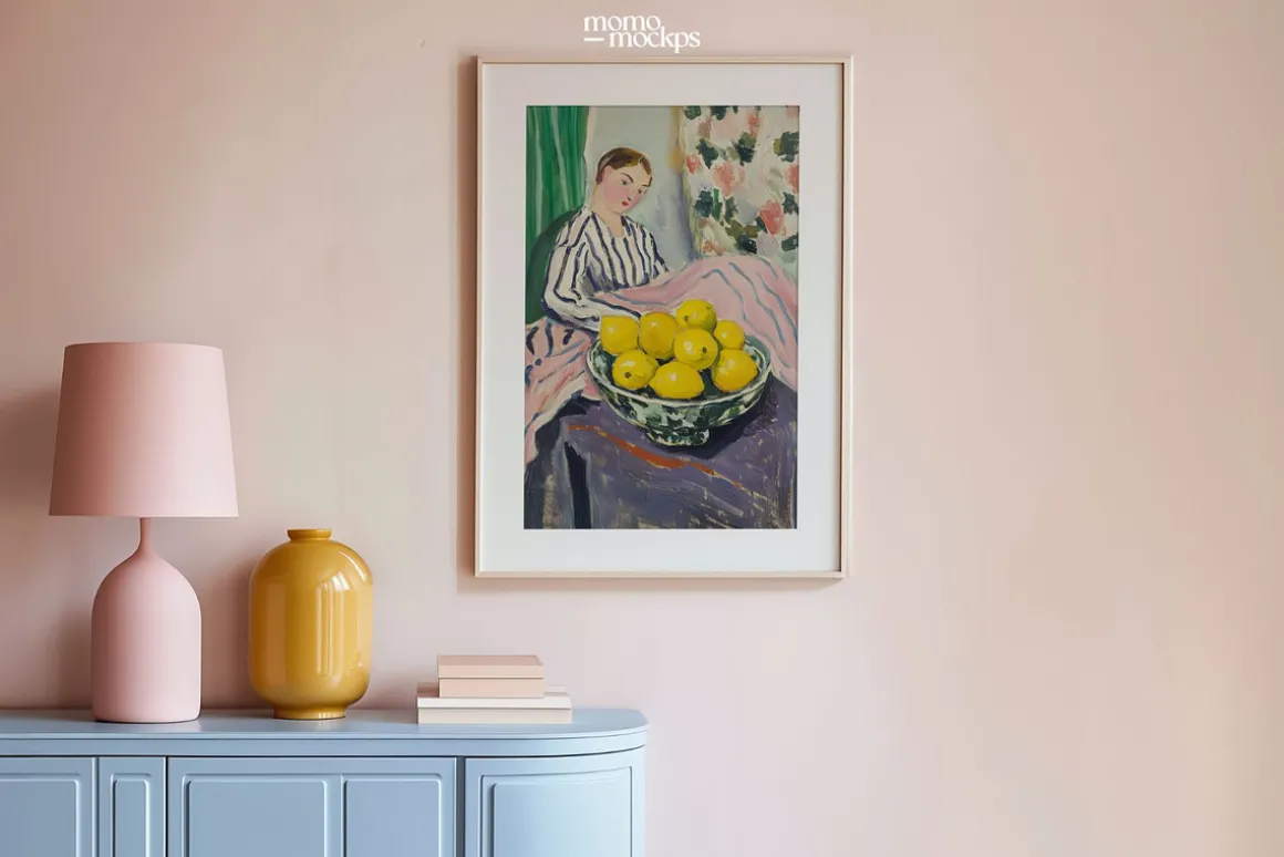Retro Pink Interior Frame Mockup