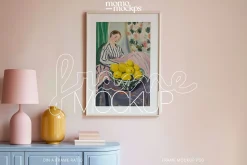 Retro Pink Interior Frame Mockup