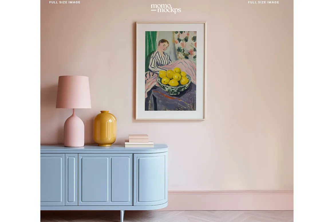 Retro Pink Interior Frame Mockup