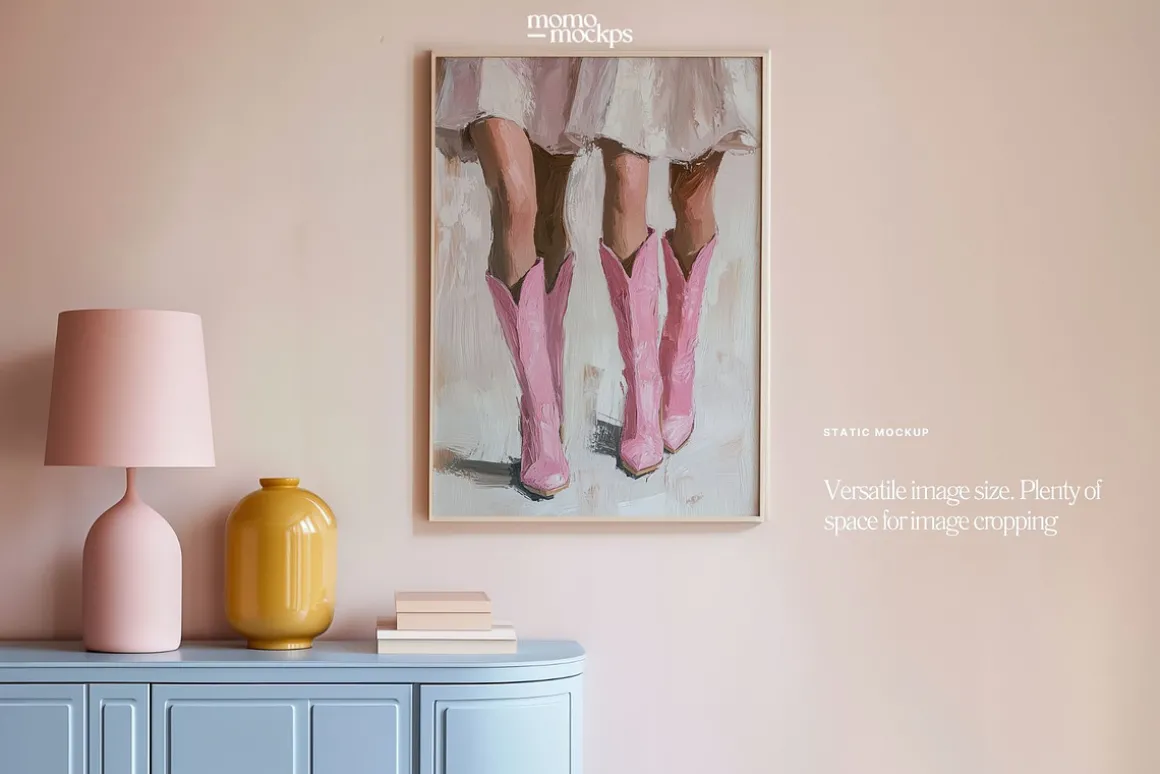 Retro Pink Interior Frame Mockup
