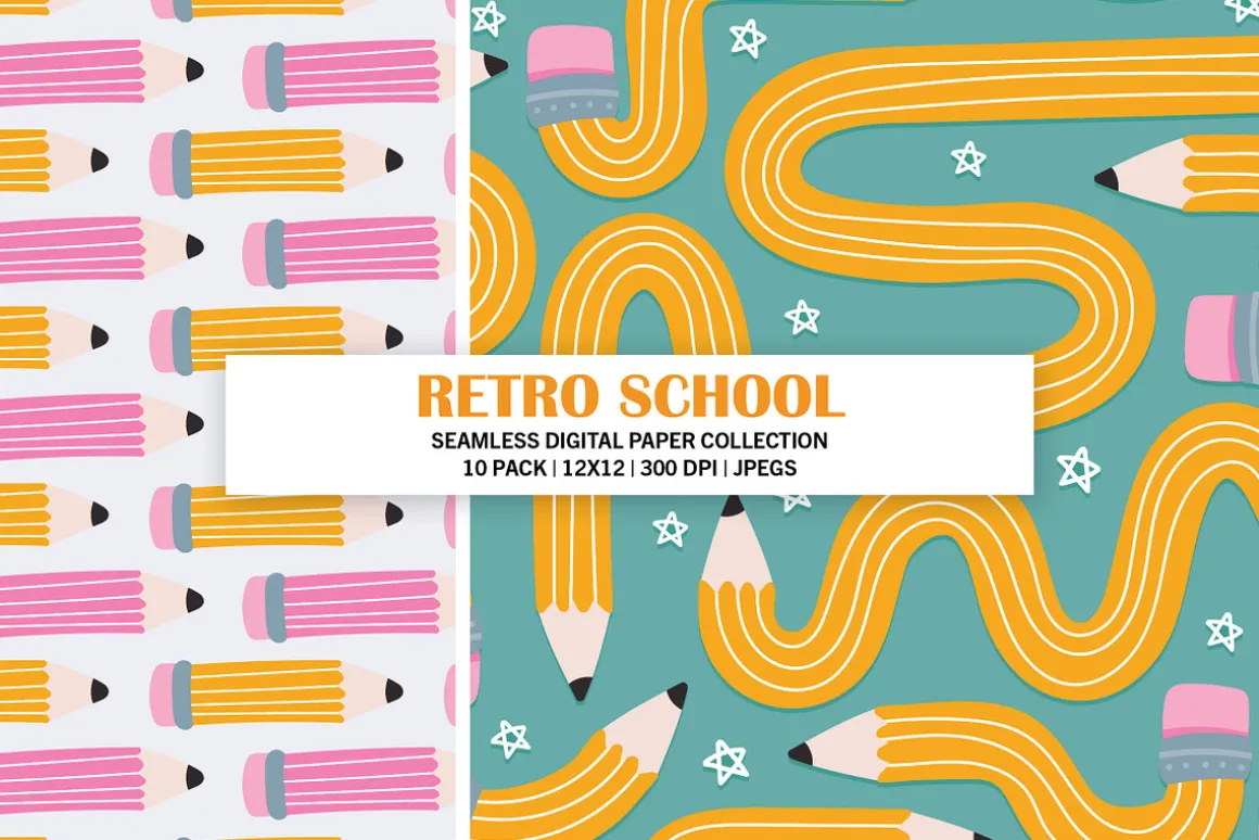 Retro School Seamless Patterns