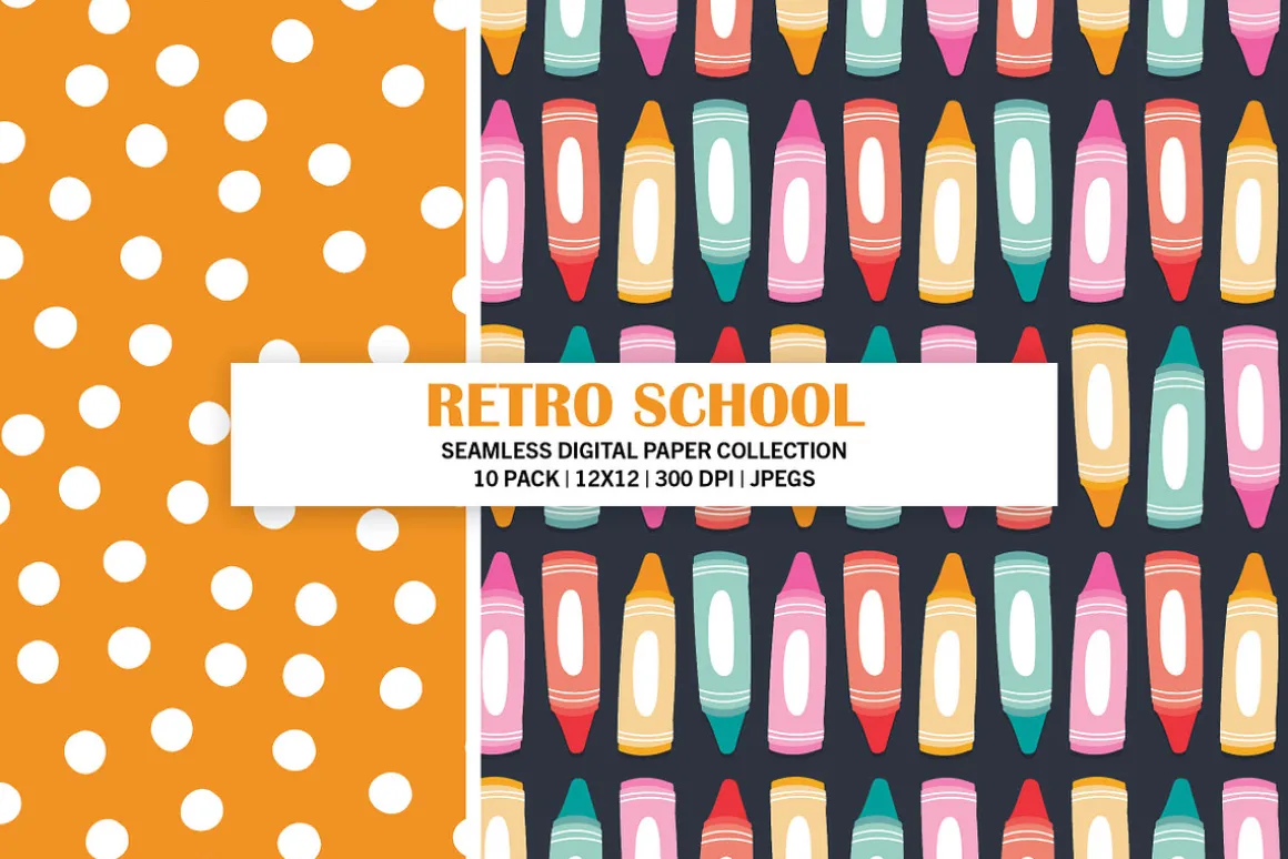 Retro School Seamless Patterns