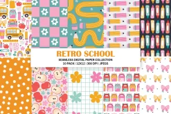 Retro School Seamless Patterns