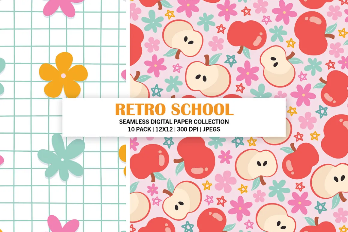 Retro School Seamless Patterns