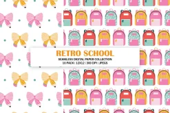 Retro School Seamless Patterns