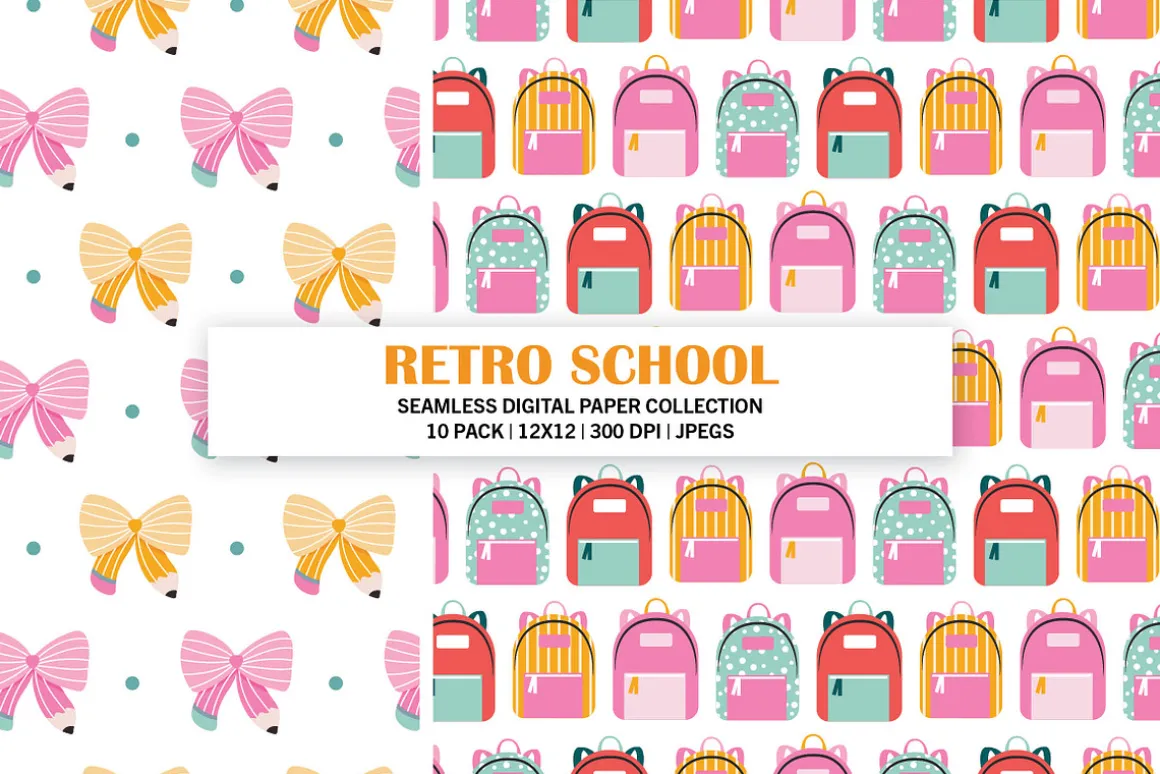 Retro School Seamless Patterns