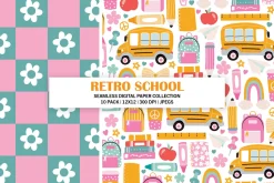 Retro School Seamless Patterns