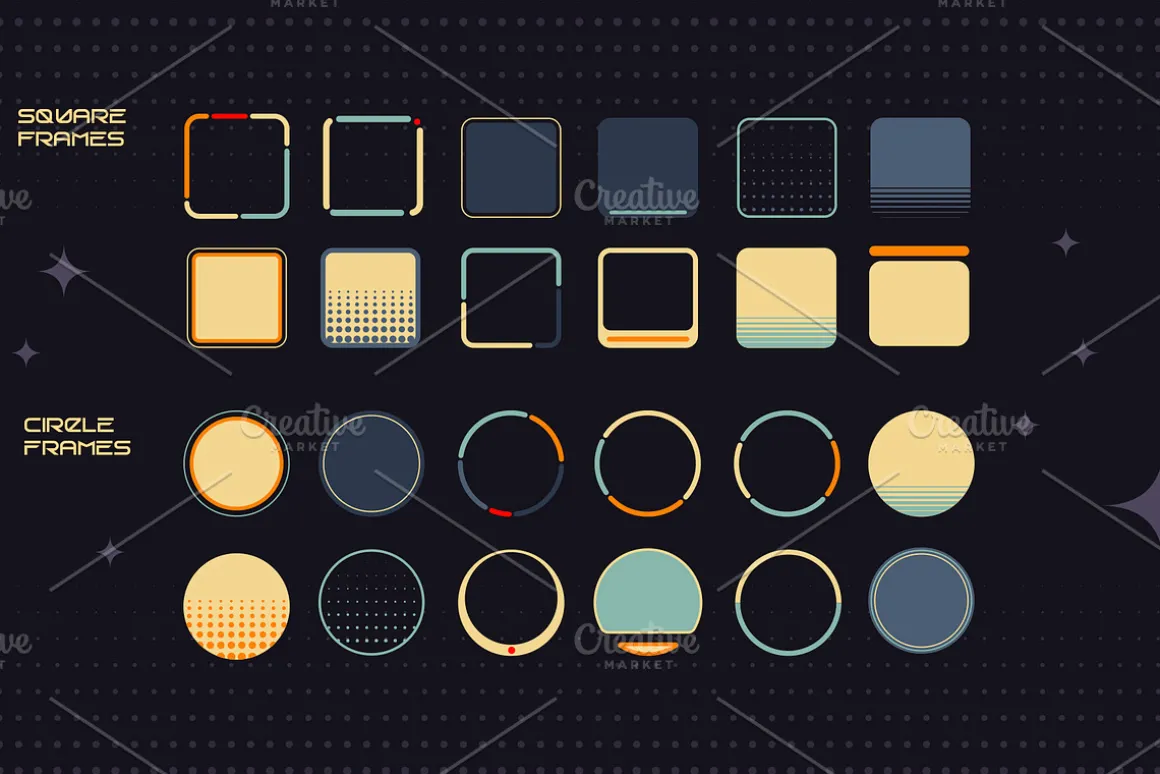 Retro Space UI. Set of 100 elements