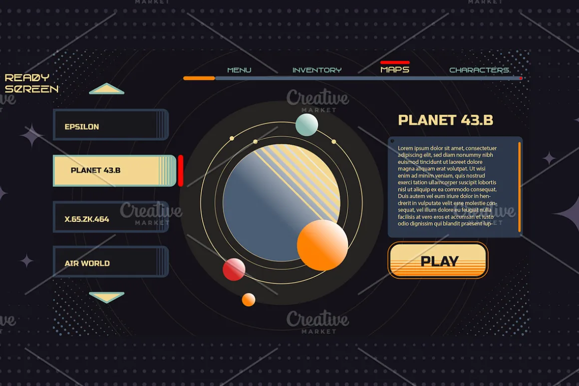 Retro Space UI. Set of 100 elements