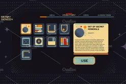 Retro Space UI. Set of 100 elements