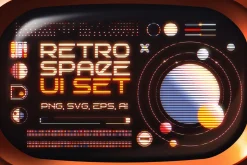 Retro Space UI. Set of 100 elements