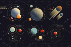 Retro Space UI. Set of 100 elements