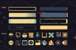 Retro Space UI. Set of 100 elements
