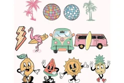 Retro Summer Clipart Bundle
